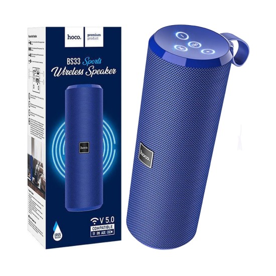 Hoco Sports Wireless Speaker BS33 Voice FM/TF/AUX/USB 1200mAh BT V5.0 Blue Hoco Sports Wireless Speaker BS33 Voice FM/TF/AUX/USB 1200mAh BT V5.0 Blue
